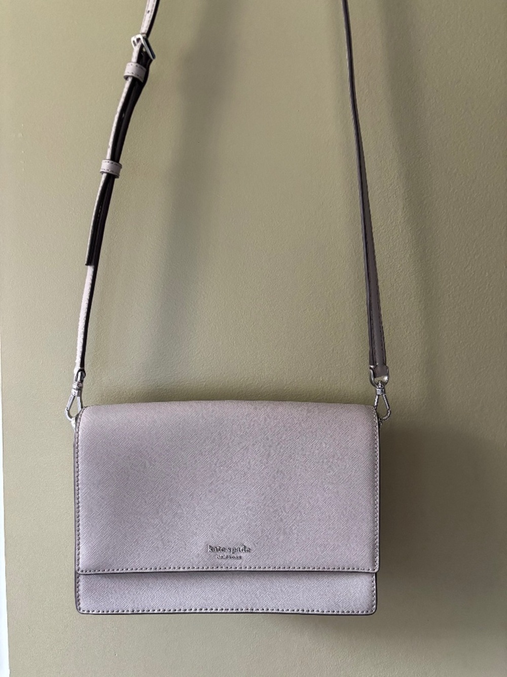 Kate Spade Cameron Convertible Crossbody, Soft Taupe Gray Leather Chain